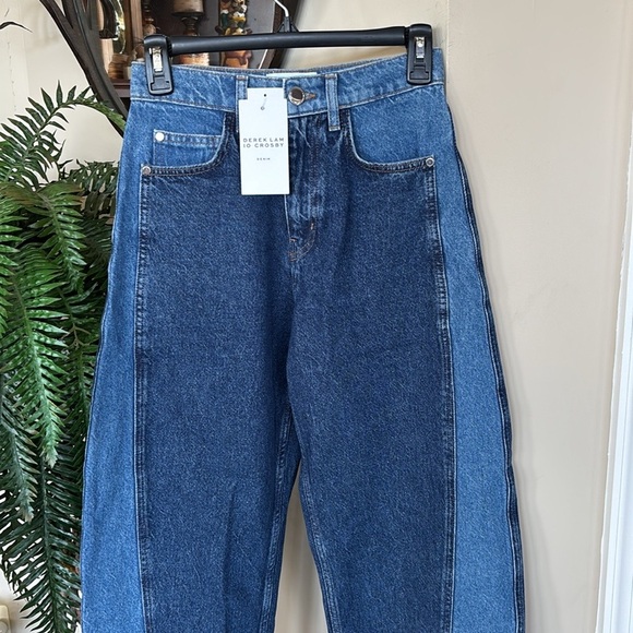 NWT Derek Lam 10 Crosby Denise Color Blocked High Rise Barrel Jeans Skyler Multi - Picture 3 of 16